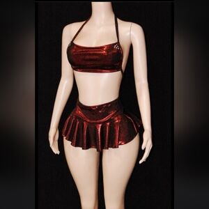 Glamorous Metallic Red Mini Skirt